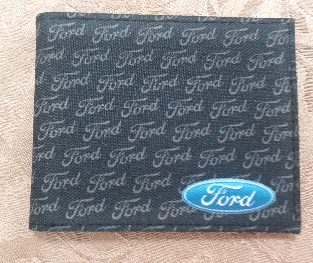 Buckle Down Ford Emblem Logo Bifold Canvas Slim Wallet 4 x 3 1/2